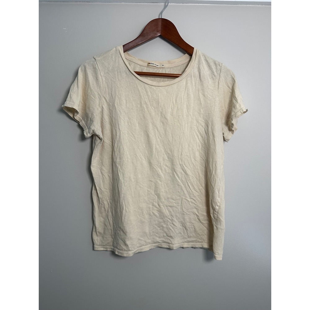 Marine Layer Short Sleeve Everyday Tee Women M Cream Recycled Cotton Sustainable